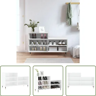 Stojak na buty The Living Store biały wysoki połysk 102x36x60 cm materiał drewnopochodny - Szafki na buty Stojak na buty The Living Store biały wysoki połysk 102x36x60 cm materiał drewnopochodny - Szafki na buty - miniaturka - grafika 1