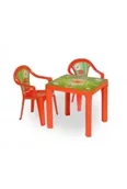 Zabawy w naśladowanie dorosłych - Stolik i dwa krzesła czerwony - miniaturka - grafika 1