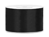 Pasmanteria - PartyDeco Tasiemka satynowa, czarna, 38 mm / 25 m TS38-010 - miniaturka - grafika 1