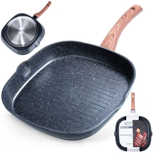 Patelnia do grillowania granitowa kwadratowa BLACK&WOOD 28x28 cm - Patelnie - miniaturka - grafika 1