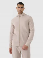 Bluzy męskie - 4F Bluza dresowa rozpinana z kapturem męska beżowa Rozmiar XXL - miniaturka - grafika 1