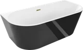 Wanny - Mexen Oval wanna wolnostojąca przyścienna 180 x 80 cm, biała/czarna, przelew złoty - 52671808075-50 - miniaturka - grafika 1