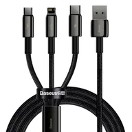 Kable USB - Baseus Tungsten Gold 3w1 USB do micro USB / USB-C / Lightning, 3.5A, 1.5m czarny - miniaturka - grafika 1