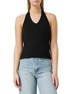 Koszulki i topy damskie - Build Your Brand Damski Top Ladies T-shirt z wiązaniem na szyi, koszulka dla kobiet, bez rękawów, dostępny w kolorze czarnym lub białym, rozmiary XS - XL - miniaturka - grafika 1
