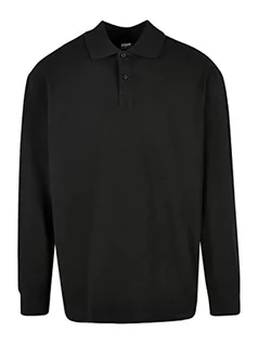Koszulki męskie - Urban Classics Męska koszulka polo z długim rękawem, czarna, 3XL, czarny, 3XL - grafika 1