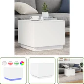 Ławy i stoliki kawowe - The Living Store Stolik kawowy z oświetleniem LED biały 50x50x40 cm - miniaturka - grafika 1