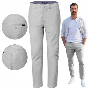 SPODNIE Męskie CHINOSY Bawełniane JASNOSZARE Slim Fit W34/L32 Pako Jeans - Spodnie męskie - miniaturka - grafika 1