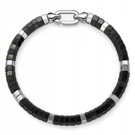 Bransolety męskie - CZARNA BRANSOLETA MĘSKA NAKRĘTKI STAL CHIRURGICZNA SZLACHETNA 316L - miniaturka - grafika 1