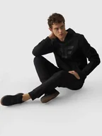 Spodnie męskie - Spodnie dresowe ze ściągaczem męskie 4FWMM00TTROM0943-20S Czarny - miniaturka - grafika 1