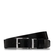 Paski - Męski pasek skórzany dwustronny z plecionką czarny - miniaturka - grafika 1