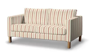 Dekoria pl pl Pokrowiec na sofę Karlstad 2-osobową nierozkładaną krótki ecru tło czerwone paski 165 x 89 x 64 cm Avinon 5901249137562 - Pokrowce na meble - miniaturka - grafika 1