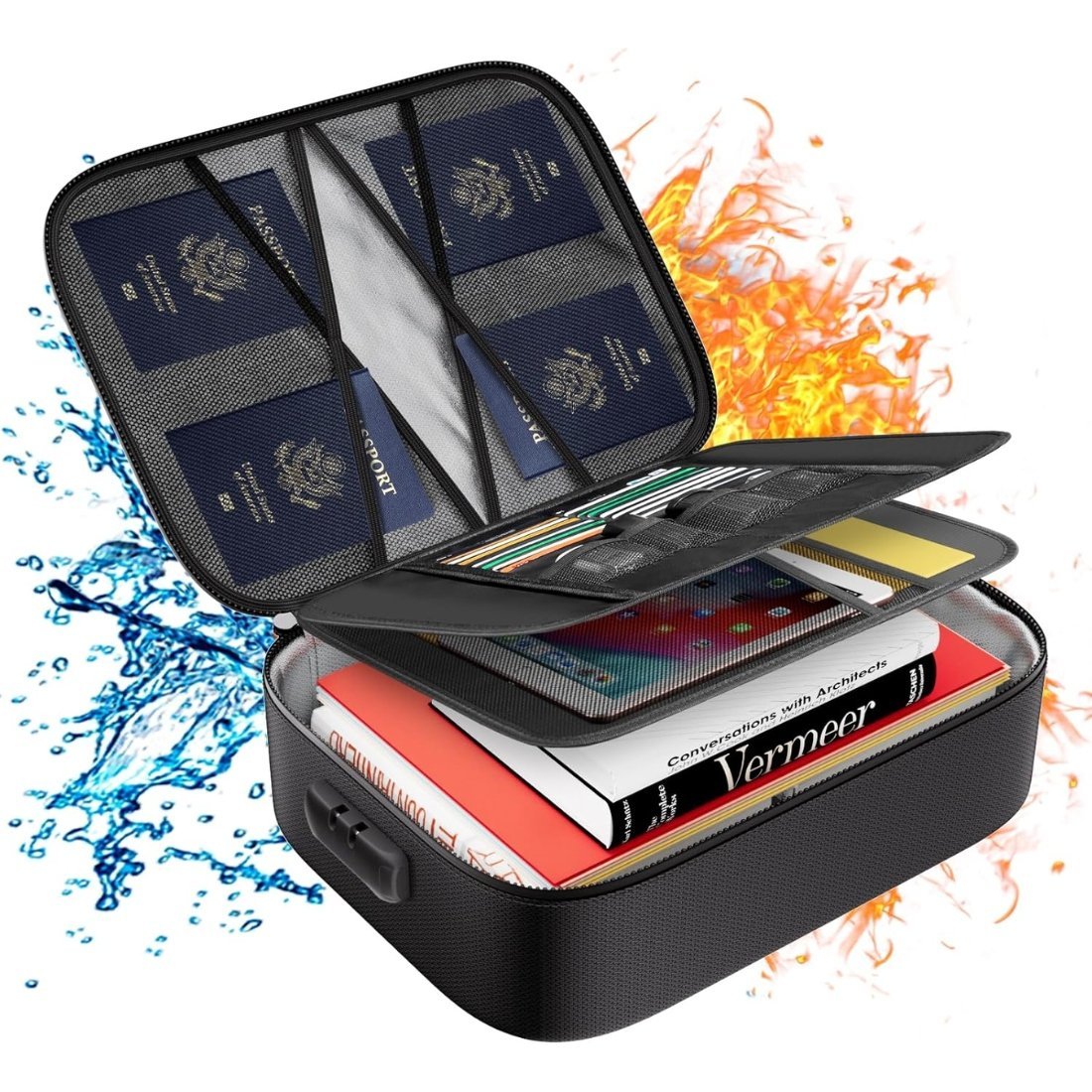 WODOODPORNA OGNIOODPORNA TORBA OCHRONNA PODRÓŻNA NA DOKUMENTY PIENIĄDZE