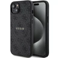 Etui i futerały do telefonów - Etui Guess GUHMP15SG4GFRK Apple iPhone 15 / 14 hardcase 4G Collection Leather Metal Logo MagSafe czarny/black - miniaturka - grafika 1