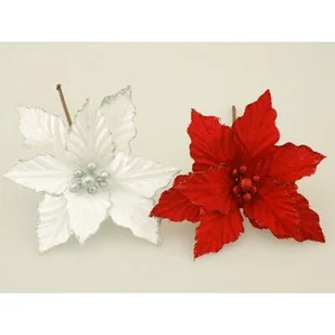 Poinsecja na piku 19 cm mix - Ozdoby bożonarodzeniowe - miniaturka - grafika 1