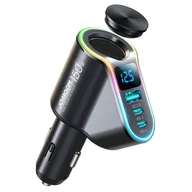 Ładowarki samochodowe - Joyroom szybka ładowarka samochodowa 4w1 USB-A QC3.0 / 2xUSB-C PD 150W czarna (JR-CL21) - miniaturka - grafika 1