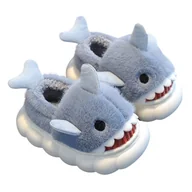 Skarpetki dla dzieci - Kapcie Dziecięce Dziecięce Z Ociepleniem Wygodne Lekkie Miękkie Antypoślizgowe Domowe Przedszkolne Urocze Z Rekinem Grey Pełne Rico 30/31 - miniaturka - grafika 1