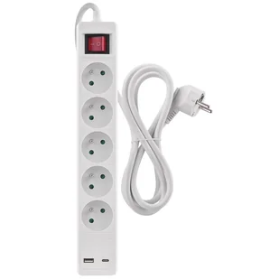 Przedłużacz EMOS 5x zásuvka, 1×USB-A + 1×USB-C vypínač, 3m - Przedłużacze i rozgałęźniki - miniaturka - grafika 1