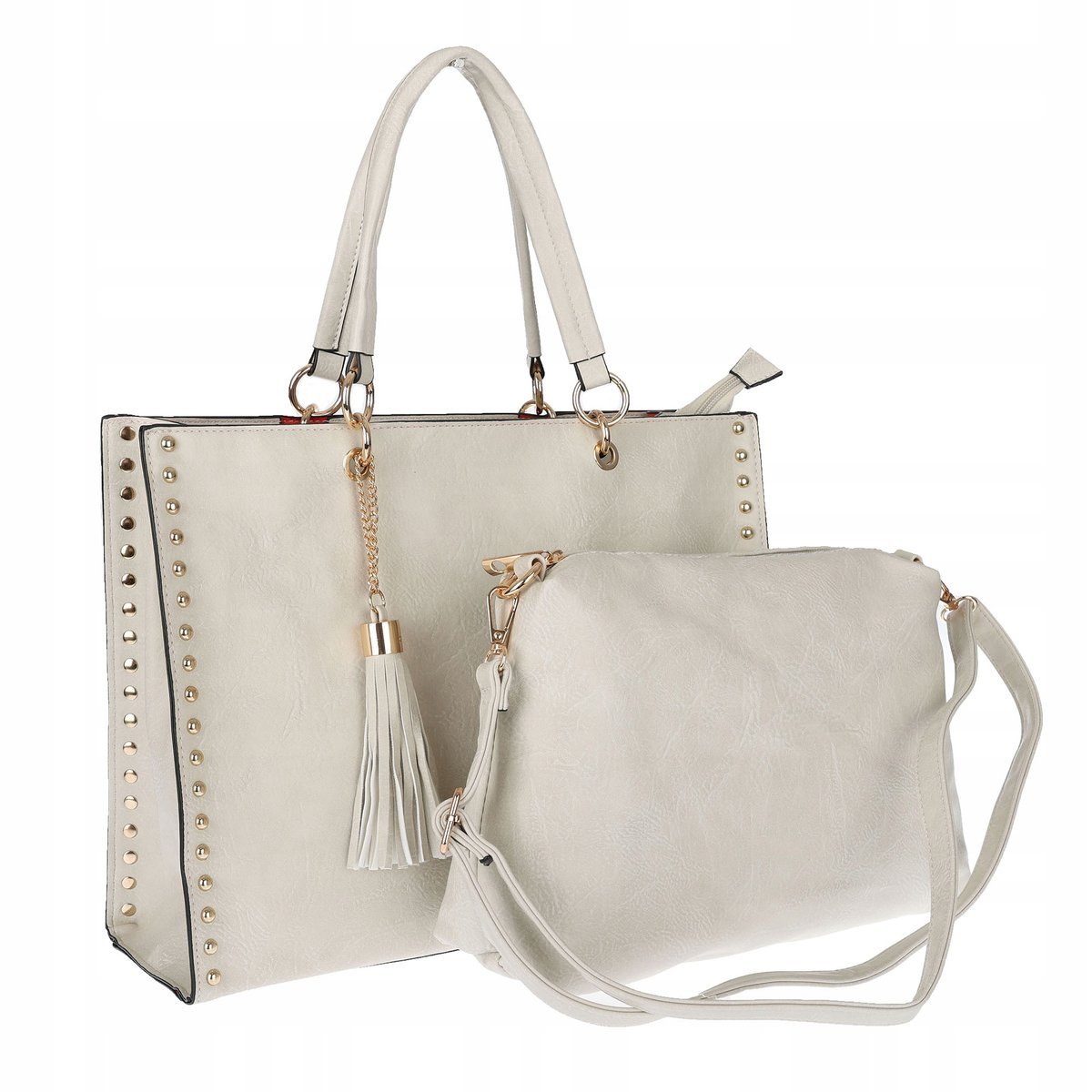 Torebka damska teczka A4 pojemna listonoszka 2w1 duża HJ81121 beżowa