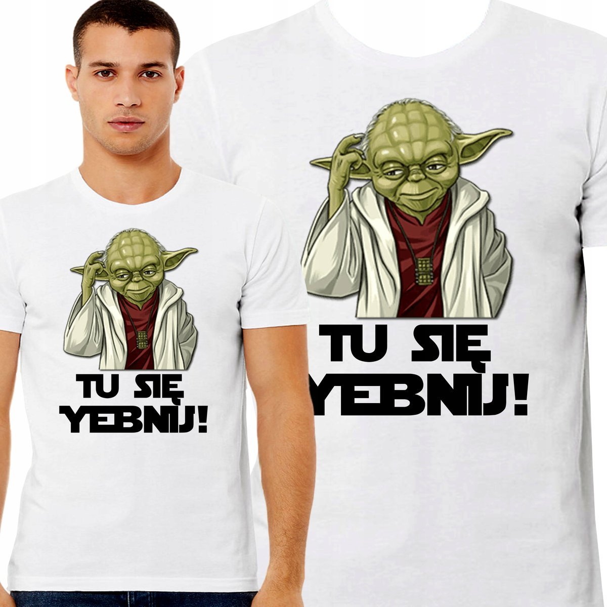T-Shirt ŚMIESZNA KOSZULKA STAR WARS YODA TU SIĘ BAWEŁNA PREZENT M 0642