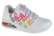 Trampki damskie - Skechers Damskie trampki UNO 2, Wht Duraleather wielokolorowe wykończenie z nadrukiem serca, 7 UK, Wht Duraleather wielokolorowe wykończenie z nadrukiem serca, 40 EU - miniaturka - grafika 1