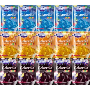 Gellwe Galaretka o smaku Frugo 72g, po 5 sztuk: czarna, pomarańczowa, niebieska - Galaretki - miniaturka - grafika 1