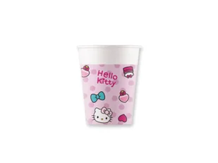 Kubeczki urodzinowe Hello Kitty - 200 ml - 8 szt. - Dekoracje i nakrycia stołu na imprezę - miniaturka - grafika 1