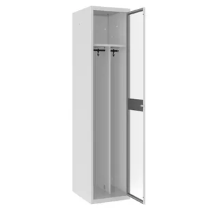 Szafa dla pracowników na ubrania z drzwiami z pleksi MSUM 410 - Szafki BHP - miniaturka - grafika 1