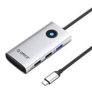 Huby USB - Stacja dokująca HUB 5w1 Orico USB-C, HDMI, 2xUSB (srebrna) - miniaturka - grafika 1