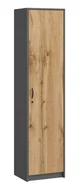 Regały biurowe - Elior Wąski Regał Biurowy Na Klucz Antracyt + Dąb Wotan L8-C05 - miniaturka - grafika 1