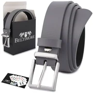 Paski - Skórzany pasek damski do spodni sukienki szara skóra nat 2,5 cm Beltimore O07 szary, srebrny r.110-125 cm - miniaturka - grafika 1