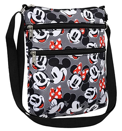 Disney Torba crossbody Myszka Miki Minnie nadruk paszport podróż, szary