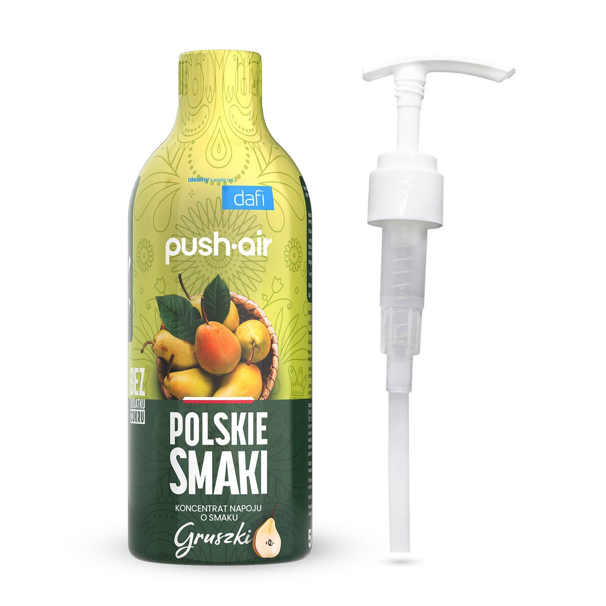 PushAir Koncentrat do Wody Gruszka Syrop Dafi 500 ml + Pompka