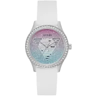 Zegarki damskie - Srebrny zegarek Guess Idol z białym paskiem GW0530L5 - miniaturka - grafika 1