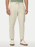 Spodnie męskie - Mustang Spodnie materiałowe Milano 1015156 Beżowy Tapered Fit - miniaturka - grafika 1