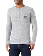 Bluzy męskie - Key Largo Męska bluza Target Button, Szary mel. (1105), XL - miniaturka - grafika 1