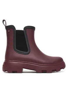 Tommy Hilfiger Kalosze Flag Ankle Warm Lining FW0FW08974 Bordowy - Kalosze damskie - miniaturka - grafika 1