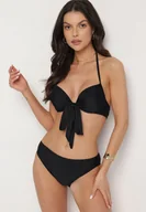 Stroje kąpielowe - Czarne Bikini Wiązany Biustonosz Majtki Typu Figi Pareo w Kwiaty Folava - miniaturka - grafika 1