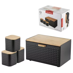 Zestaw kuchenny chlebak i 3 pojemniki na kawę herbatę cukier Florina Cube czarny - Chlebaki Zestaw kuchenny chlebak i 3 pojemniki na kawę herbatę cukier Florina Cube czarny - Chlebaki - miniaturka - grafika 1