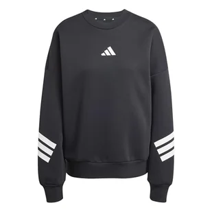 adidas Damska bluza z kapturem FUTURE ICONS TRZY PASKI 2XL czarna - Bluzy damskie - miniaturka - grafika 1