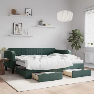 Sofa rozsuwana z szufladami, ciemnozielona, 90x200 cm, aksamit Lumarko! - Łóżka Sofa rozsuwana z szufladami, ciemnozielona, 90x200 cm, aksamit Lumarko! - Łóżka - miniaturka - grafika 1