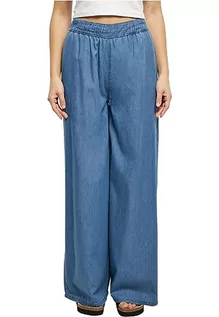Spodnie damskie - Urban Classics Damskie spodnie jeansowe z szerokimi nogawkami, damskie spodnie dżinsowe, dostępne w kolorze błękitnym spranym, rozmiary XS - 5XL, Skyblue Washed, XS - grafika 1