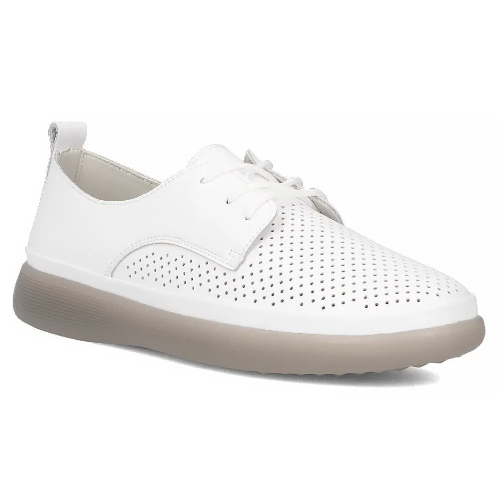Półbuty damskie białe Filippo DP6788 buty skórzane sznurowane wygodne-41
