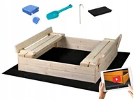 Place zabaw - Piaskownica Drewniana Zamykana 100 cm Otwory Montażowe - miniaturka - grafika 1