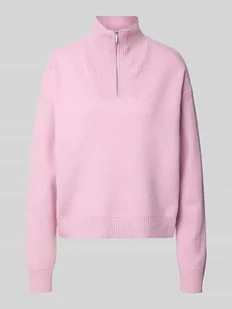 Sweter o kroju regular fit z zapinanym kołnierzem model ‘OREE’ - Swetry damskie - miniaturka - grafika 1