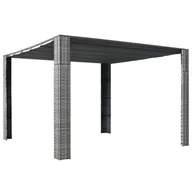 Altany ogrodowe - shumee Altana z dachem polirattan 300x300x200cm szary i antracytowy - miniaturka - grafika 1
