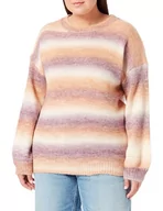 Swetry damskie - aleva Damski sweter z dzianiny 10424756-AL04, beżowy liliowy wielokolorowy, XS/S, Beżowy, fioletowy, wielokolorowy, XS-S - miniaturka - grafika 1