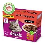 Mokra karma dla kotów - WHISKAS Adult saszetka 4x(12x100g) Smaki Tradycyjne - mokra karma dla kotów w sosie (z kurczakiem, z wołowiną, z jagnięciną, z drobiem) - miniaturka - grafika 1