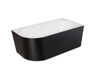Wanny - Wanna narożna prawa Besco Avita A-line 160x75 cm czarny połysk syfon klik-klak chrom z przelewem slim WAA-16ABPS - miniaturka - grafika 1