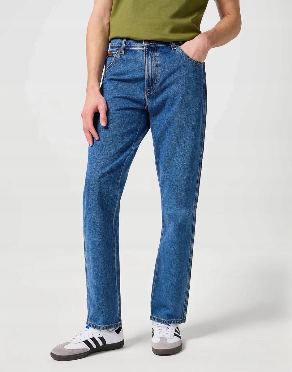 WRANGLER MĘSKIE JEANSY PROSTE NIEBIESKIE Z BAWEŁNY NA CO DZIEŃ 40/30 17BA