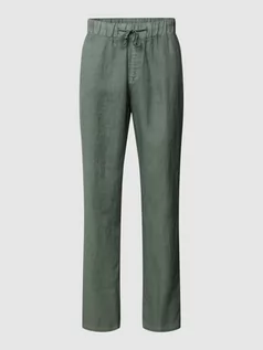 Spodnie męskie - Spodnie lniane z elastycznym pasem model ‘PANTALACCIO’ - grafika 1